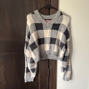 Miami Gray and Cream V-Neck Sweater